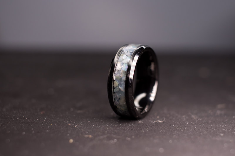 Black Tie Affair, Black Ceramic and mother of pearl ring